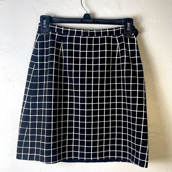 Vintage Versace Black White Plaid Viscose Mini Skirt - Picture 3 of 11